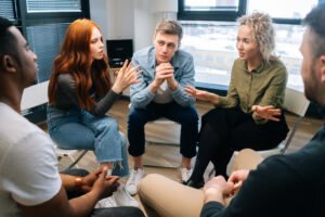 Young adults in addiction therapy group